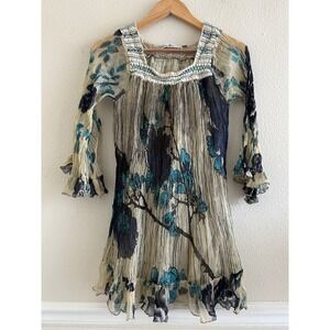 Rancho Estancia Vintage Floral Mini Dress Size Medium Fairy Boho Festival